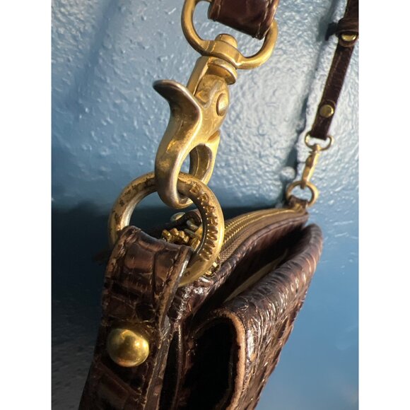 Brahmin Brown Croc-Embossed Leather Organizer Crossbody Bag - Picture 10 of 16